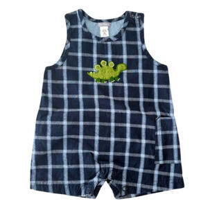 Vintage Carter’s Navy Plaid Dinosaur One Piece Jumper Size 6 Months